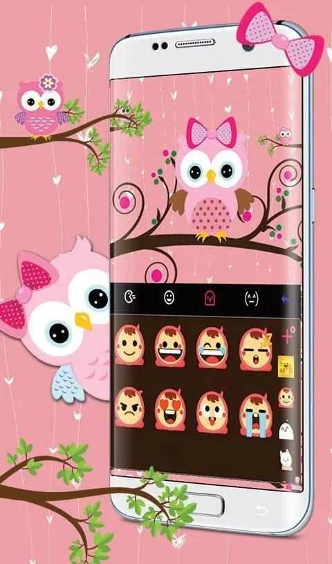 Pink Bow Owl Tema Keyboard screenshot 2