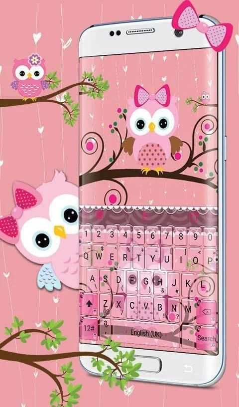 Pink Bow Owl Tema Keyboard screenshot 5