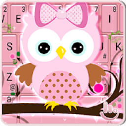 ikon Pink Bow Owl Tema Keyboard