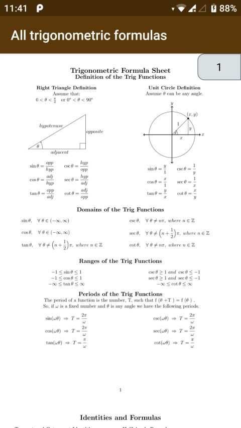All trigonometric formulas скриншот 1