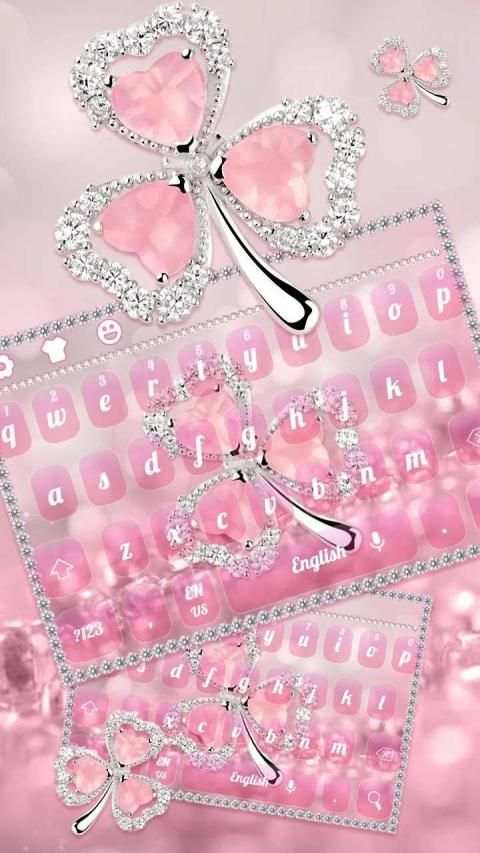 Pink Diamond Clover Flower Keyboard screenshot 3