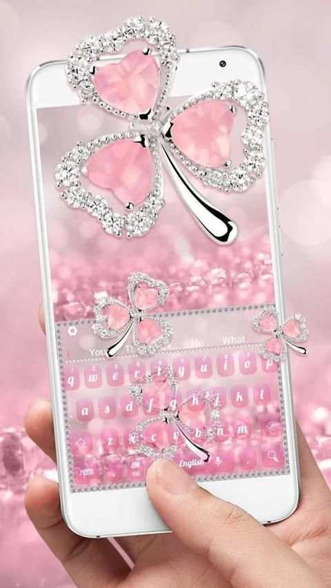 Pink Diamond Clover Flower Keyboard screenshot 2
