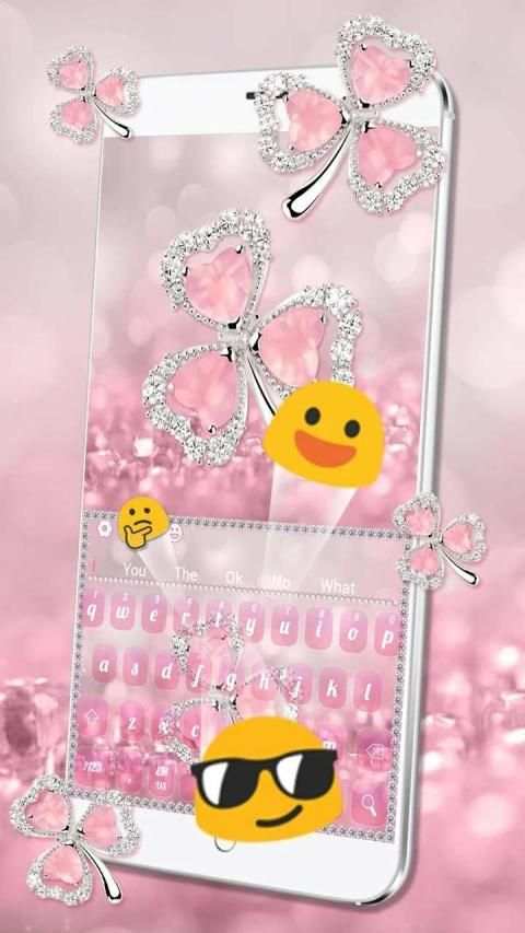 Pink Diamond Clover Flower Keyboard screenshot 1
