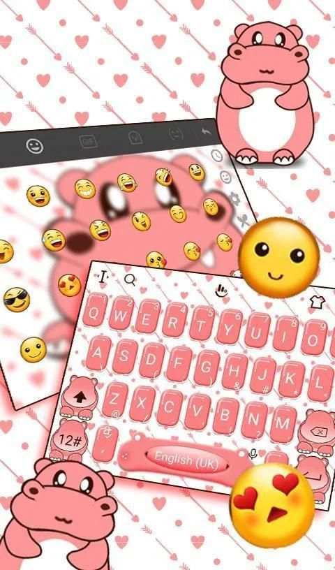 Cute Hippo Keyboard Theme 2 تصوير الشاشة