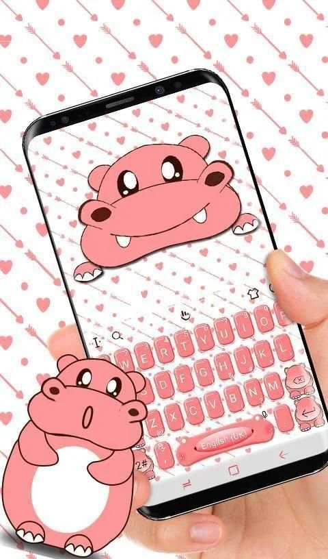 Cute Hippo Keyboard Theme 3 تصوير الشاشة