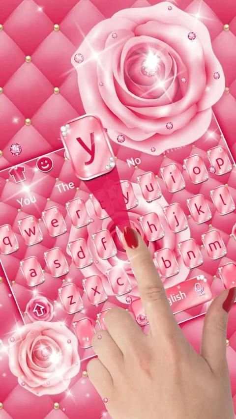Pink Rose Diamond Keyboard स्क्रीनशॉट 3