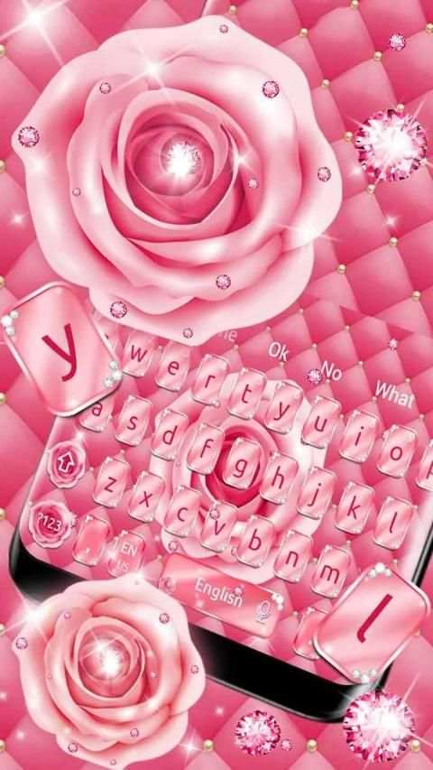 Pink Rose Diamond Keyboard स्क्रीनशॉट 2