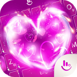 ikon Neon Pink Hearts Keyboard Theme