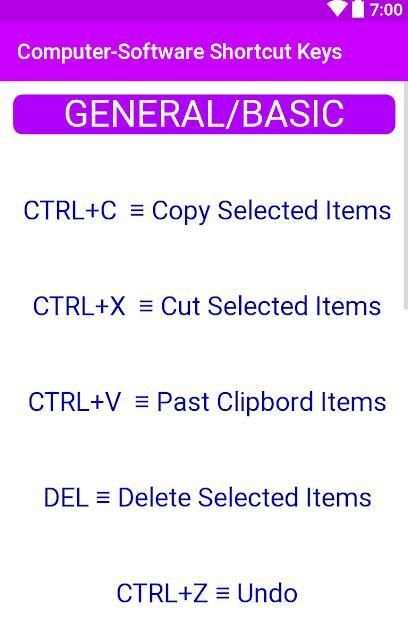 Computer-Software Shortcut Keys screenshot 1
