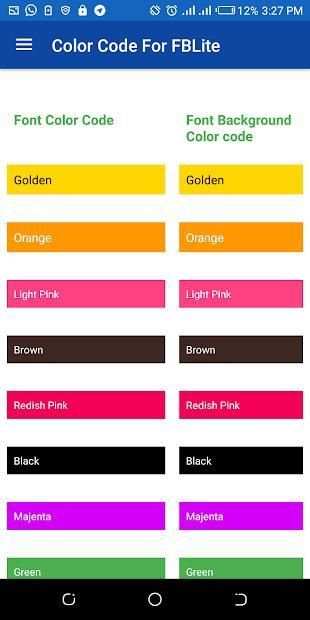 Color Code for Fblite स्क्रीनशॉट 1