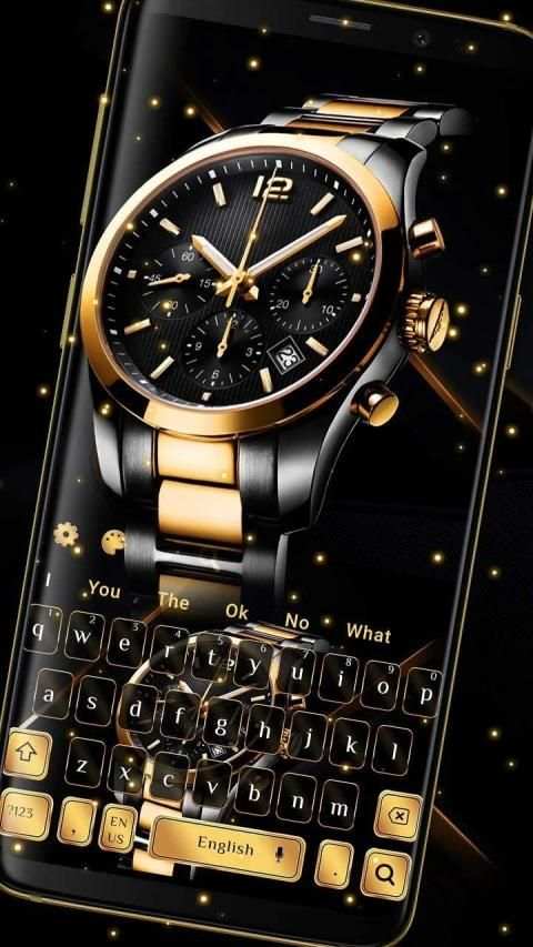 Luxury Black Gold Watch Keyboard Theme स्क्रीनशॉट 3