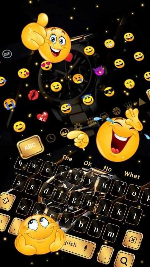 Luxury Black Gold Watch Keyboard Theme स्क्रीनशॉट 1