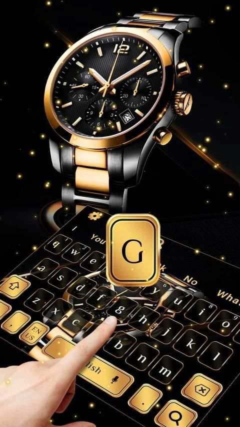 Luxury Black Gold Watch Keyboard Theme स्क्रीनशॉट 2