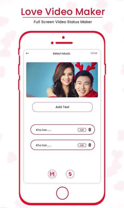 Love Video Maker : Full Screen Video Status Maker स्क्रीनशॉट 1