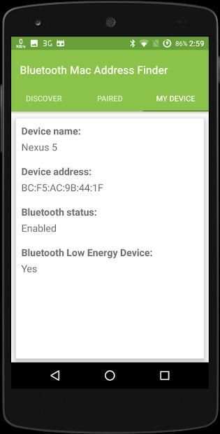 Bluetooh Mac Address Finder स्क्रीनशॉट 1