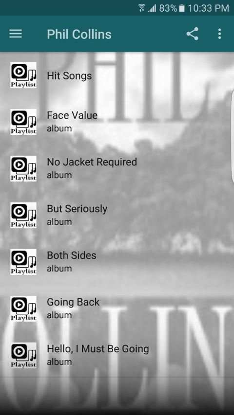 Phil Collins Songs 4 تصوير الشاشة
