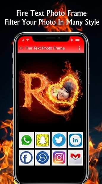 Fire Text Photo Frame 2019 screenshot 1