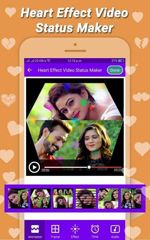 Heart Effect Video Status Maker & Video Status2018 स्क्रीनशॉट 4