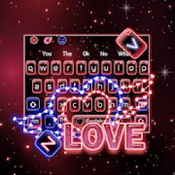Neon Love Heart Keyboard Theme 10001002
