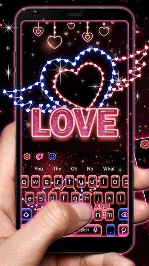 Neon Love Heart Tema Keyboard screenshot 3