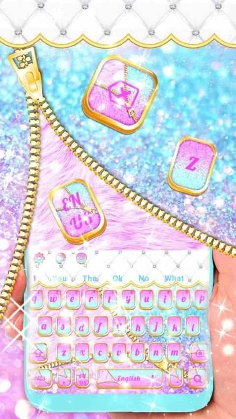 Glitter Colorful Zipper Keyboard Theme स्क्रीनशॉट 3