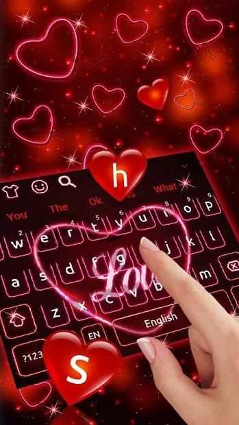 Neon Love Heart Keyboard Theme screenshot 1