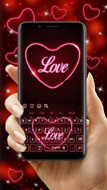Neon Love Heart Keyboard Theme screenshot 2