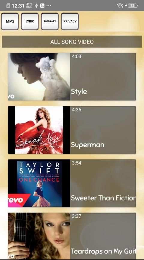Taylor Swift Songs 3 تصوير الشاشة