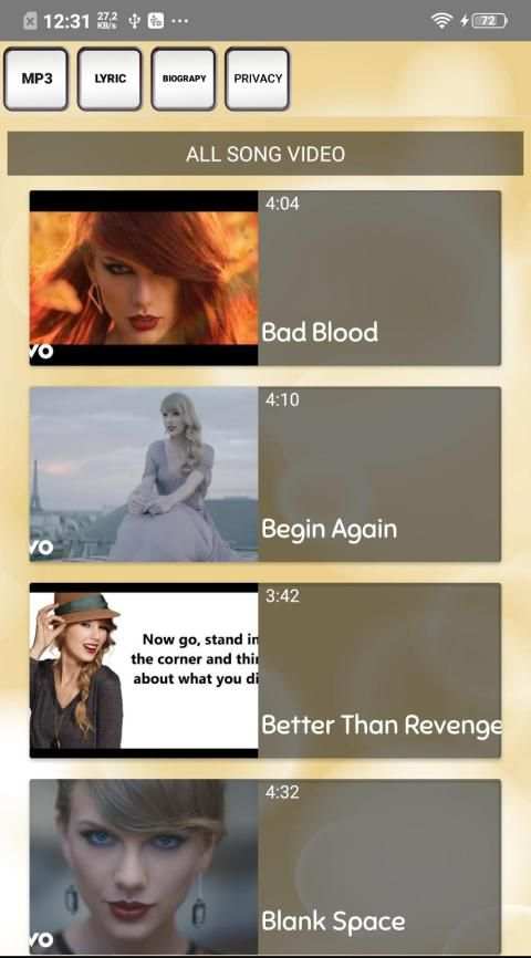 Taylor Swift Songs 4 تصوير الشاشة