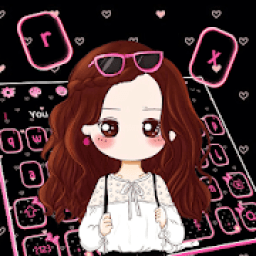 Pink Pretty Girl Keyboard Theme आइकन