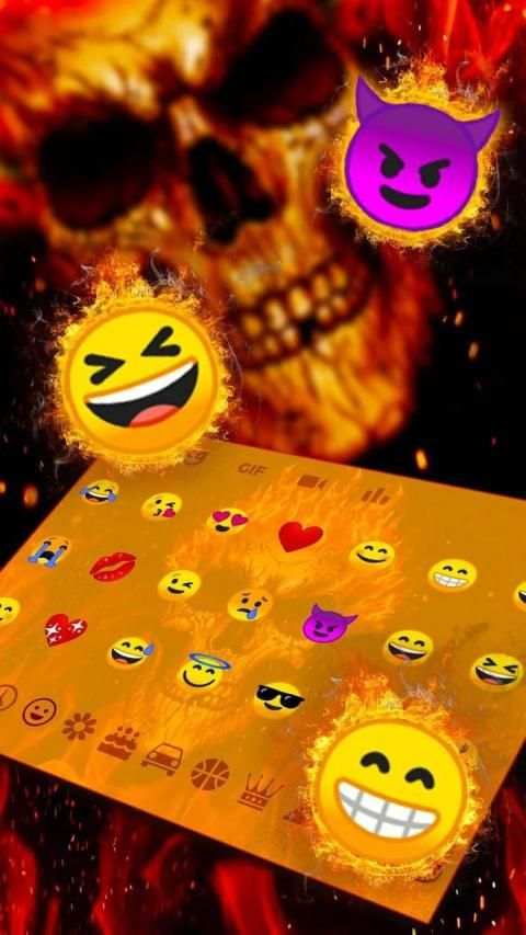 Fire Burning Skull Keyboard Theme स्क्रीनशॉट 1