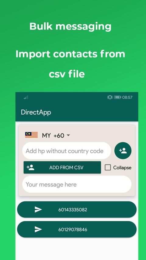 DirectApp - Send Whatsapp without adding contacts screenshot 3