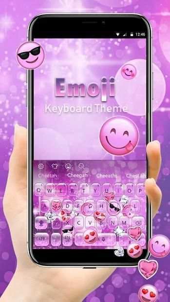 Cute Pink glitter emoji keyboard screenshot 2