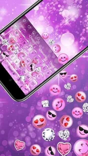 Cute Pink glitter emoji keyboard screenshot 1
