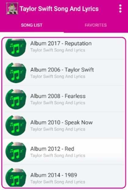 Taylor Swift Song and Lyrics screenshot 1