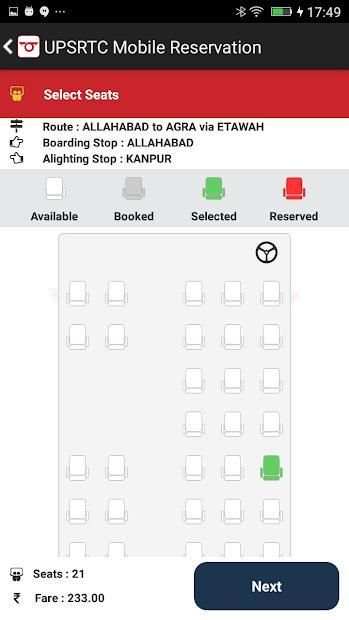 UPSRTC Mobile Reservation App screenshot 1