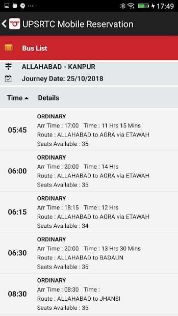 UPSRTC Mobile Reservation App स्क्रीनशॉट 3