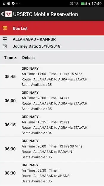 UPSRTC Mobile Reservation App screenshot 3