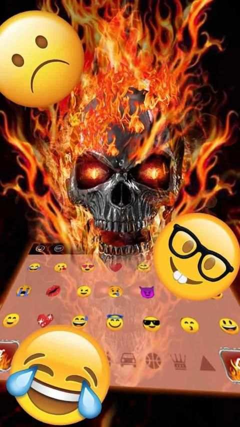 Horror Fire Skull Keyboard स्क्रीनशॉट 1