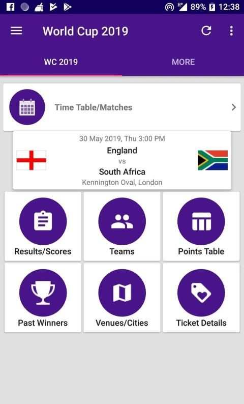 World Cup 2019 Schedule Time Table Score स्क्रीनशॉट 7