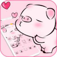 Pink Cute Love Piggy Theme on 9Apps