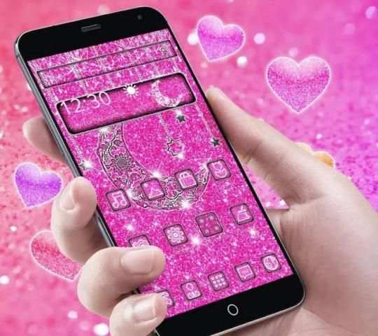 Pink glitter moon theme screenshot 2