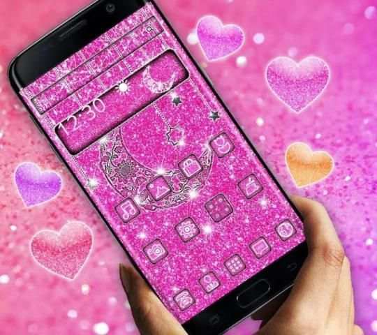Pink glitter moon theme screenshot 1
