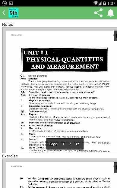 Class 9 Physics Notes And Solutions Key (PTB) screenshot 1