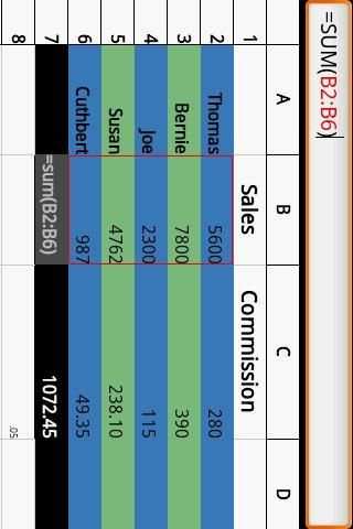 Simple Spreadsheet (free/ads) स्क्रीनशॉट 1