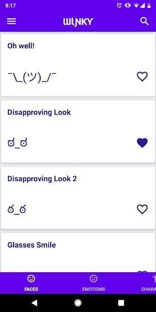 Winky ASCII Text Emojis screenshot 2