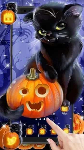 Cute Halloween Kitty Launcher Theme HD Wallpapers screenshot 2