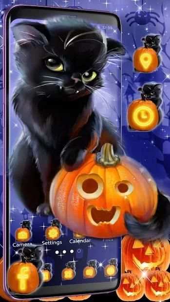 Cute Halloween Kitty Launcher Theme HD Wallpapers screenshot 3