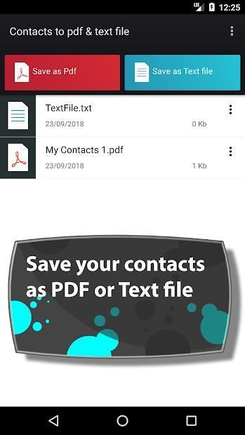 Contacts to pdf & text file screenshot 11