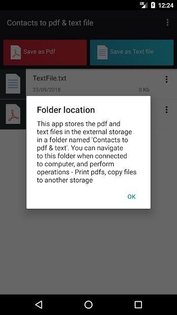 Contacts to pdf & text file screenshot 2